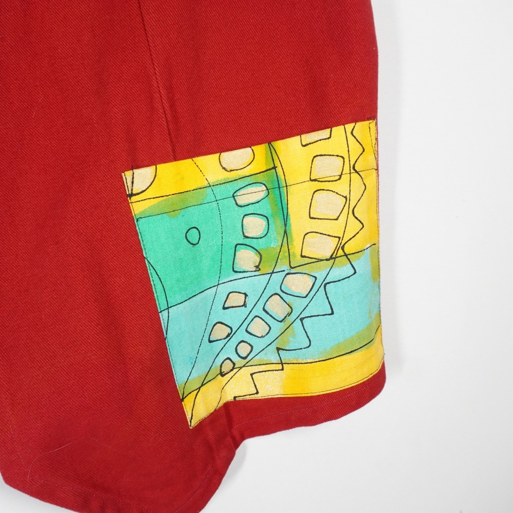 VTG Vernara Gray Hand Painted Vest L Red 1994 Art to Wear Boho Abstract Teacher - Picture 3 of 11